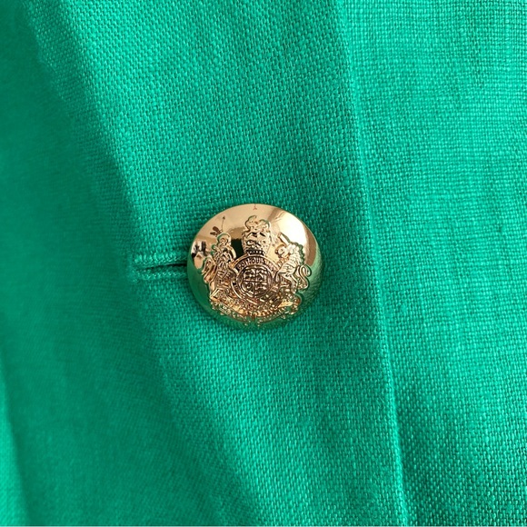PLUS Ralph Lauren NWT 100% Linen Green & Gold Button Down Fully Lined Blazer 14W - Picture 9 of 11